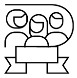 Black icon of people and ribbon