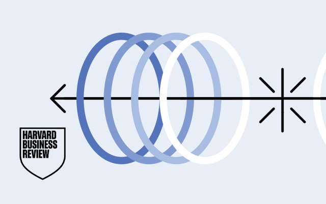 Abstract graphic with rings and arrows illustrating a TP and Harvard Business Review white paper.