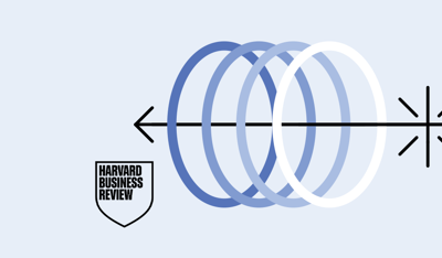 Abstract graphic with rings and arrows illustrating a TP and Harvard Business Review white paper.